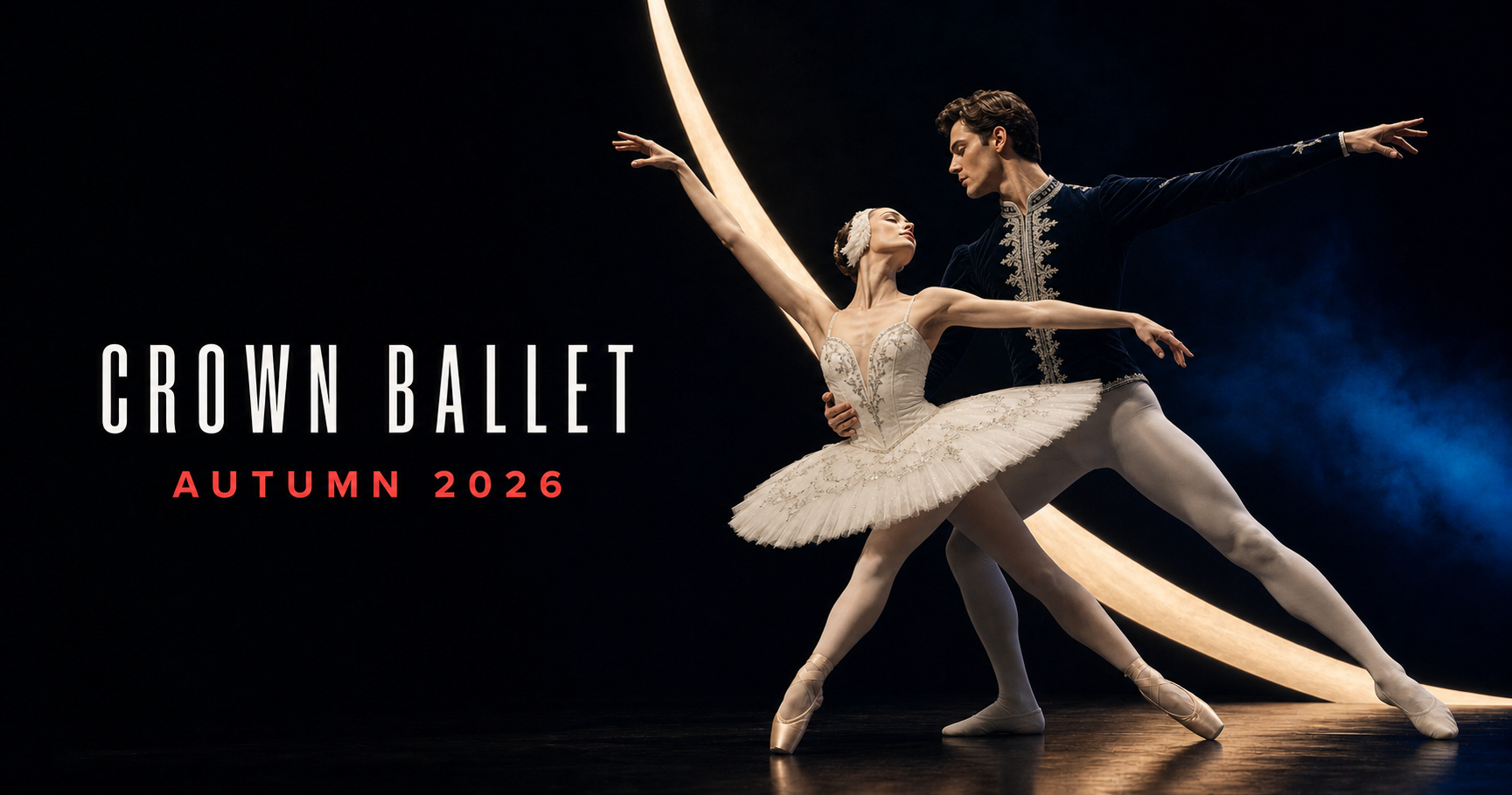 Classical Crown Ballet dancers in traditional Swan Lake costumes